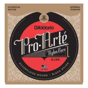 D'ADDARIO EJ49 - струны для классической гитары. серебро (Silver),черный нейлон,нормальное натяжение
