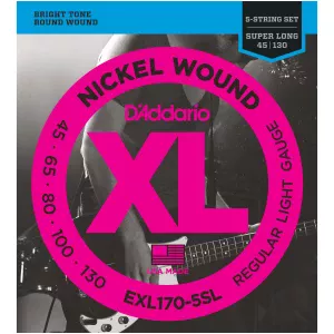D'ADDARIO EXL170-5SL - струны для БАС-гитары, 5 струн, Super long, 045-130
