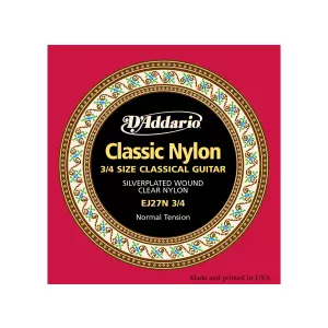 D'ADDARIO EJ27N 3/4 - струны для классической гитары 3/4, серебро (Silver), Normal Tension
