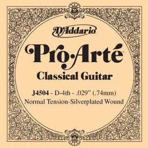 D'ADDARIO J4504 - струна нейлон для классической гитары, 4-я (D-Ре), серебро, упак. по 5 шт.