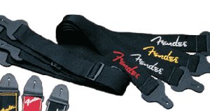 FENDER BLACK STRAP/WHITE LOGO